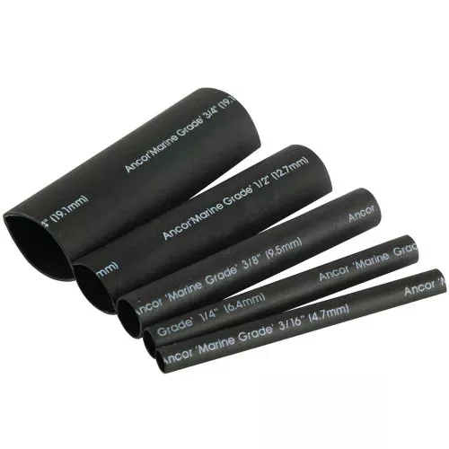 Ancor Adhesive Lined Heat Shrink Tubing Kit – 8-Pack, 3″, 20 to 2/0 AWG, Black[301503]